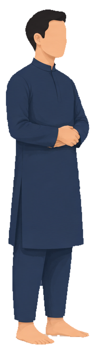 Standing with folded hands