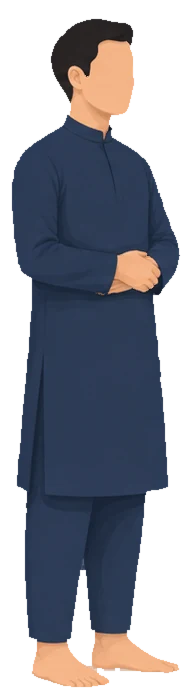 Standing with folded hands